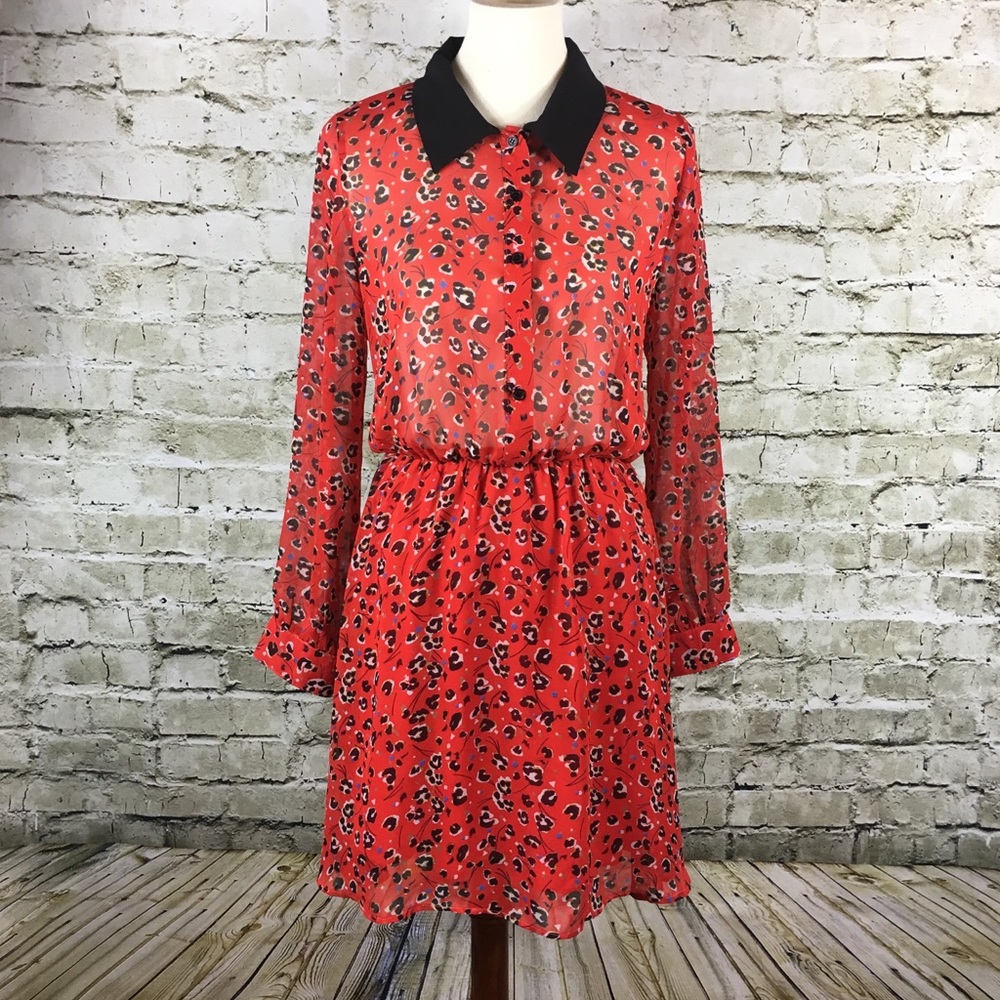 Collective Concepts Red Print Dress (Size M)
